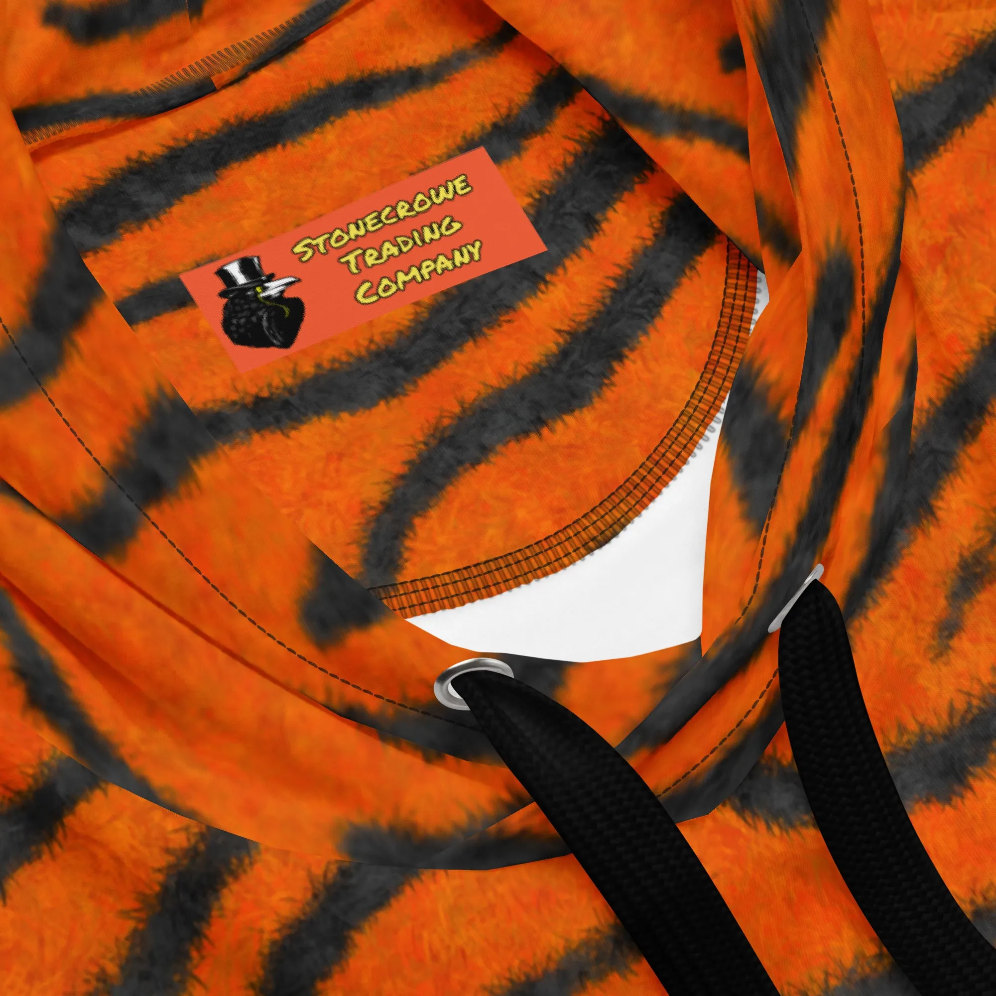 Fuzzy Tiger Stripe Print Unisex Hoodie