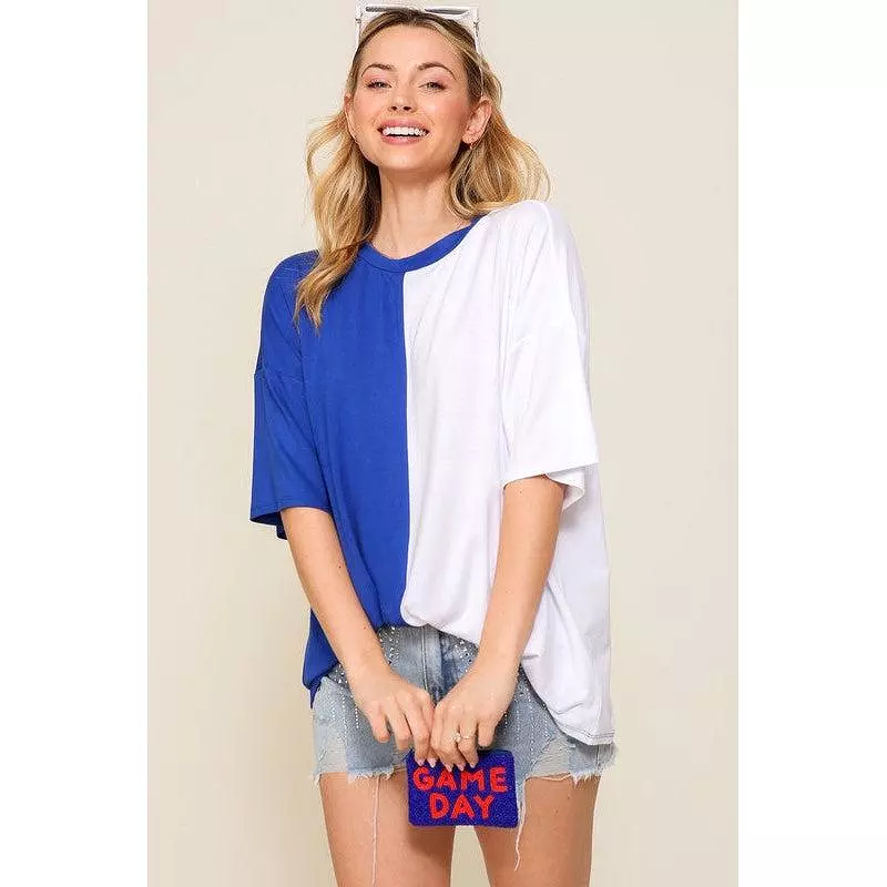 Game Day Colorblock Top Blue/White