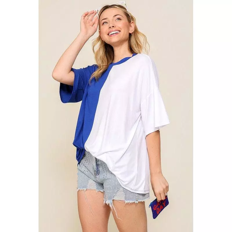 Game Day Colorblock Top Blue/White