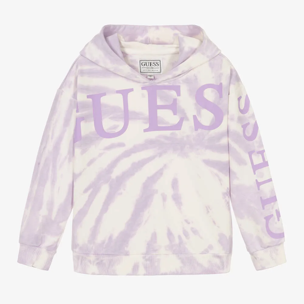 Girls Purple Cotton Tie-Dye Hoodie