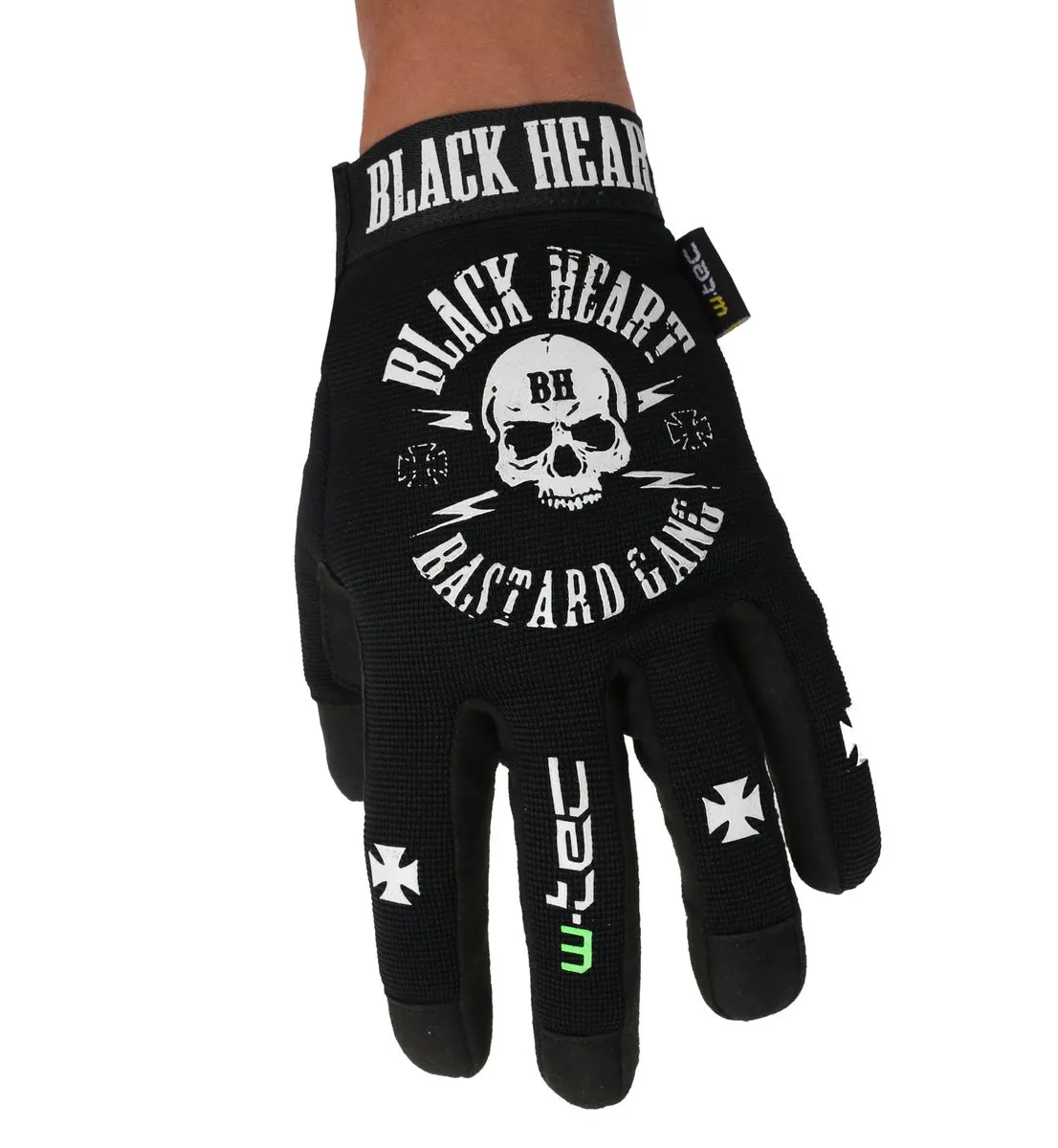 Gloves BLACK HEART - BASTARD SKULL - BLACK - 17859  -  Metal-shop