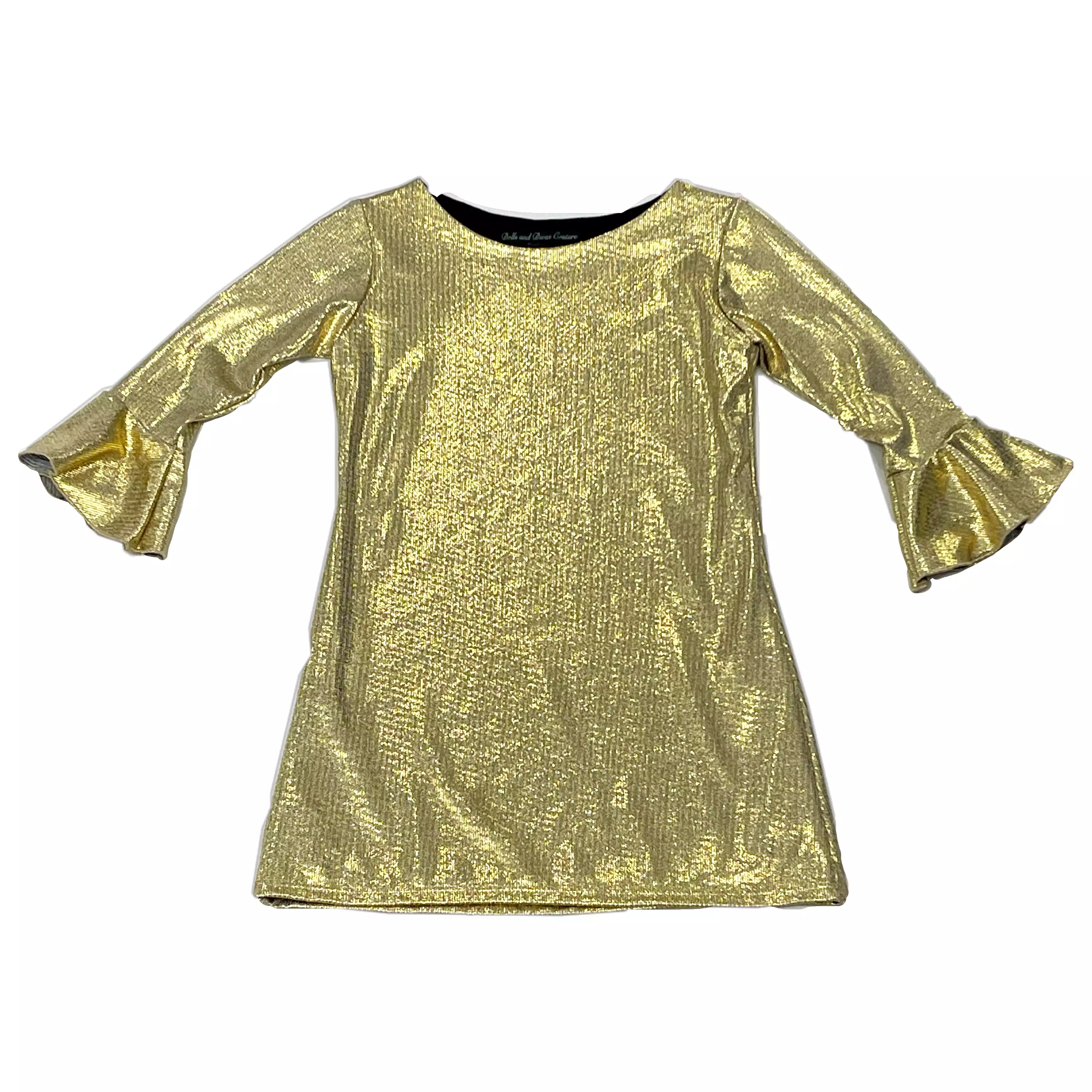 Gold Foil Bell Sleeve Dress