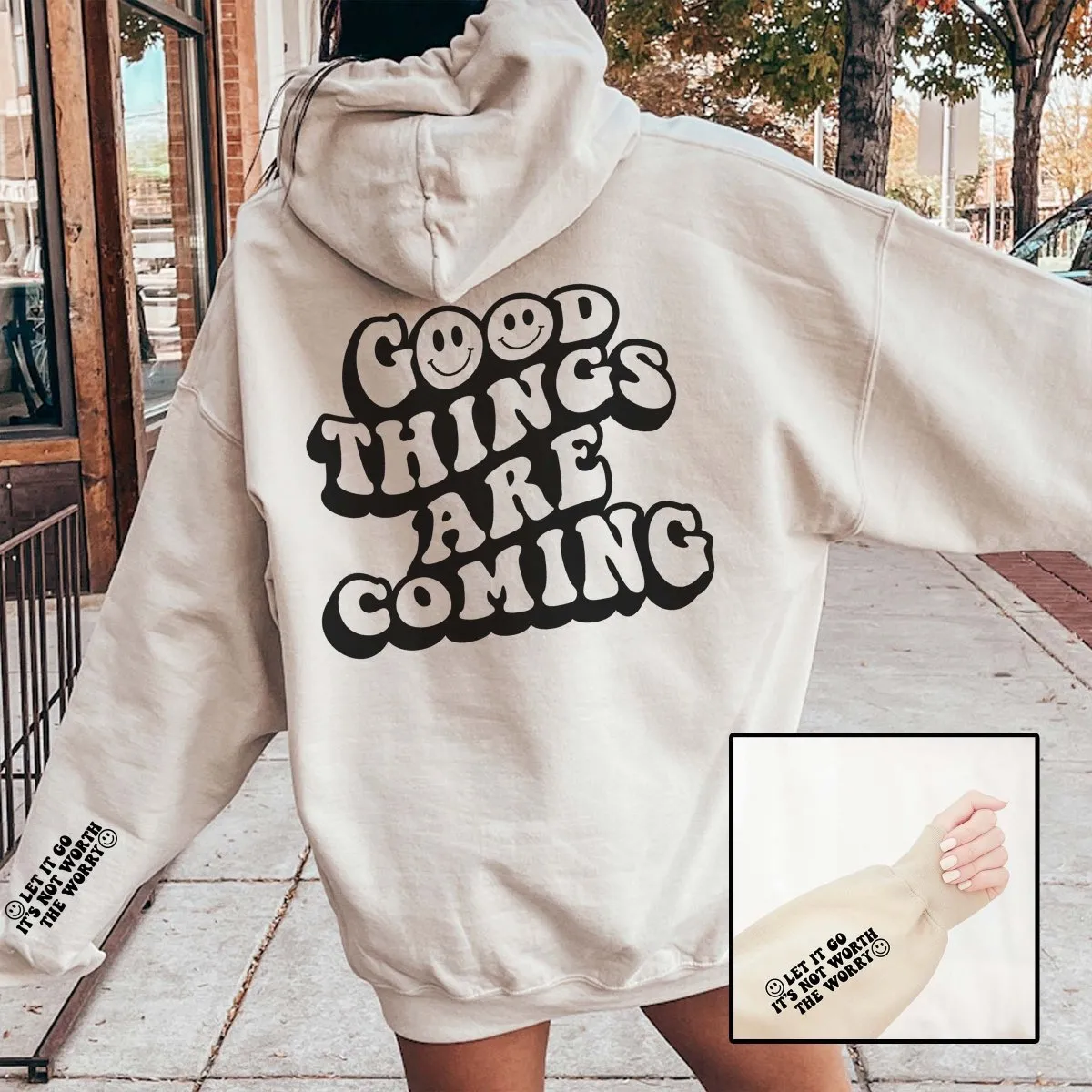 Good Things Are Coming Wholesale Hoodie With Sleeve Design