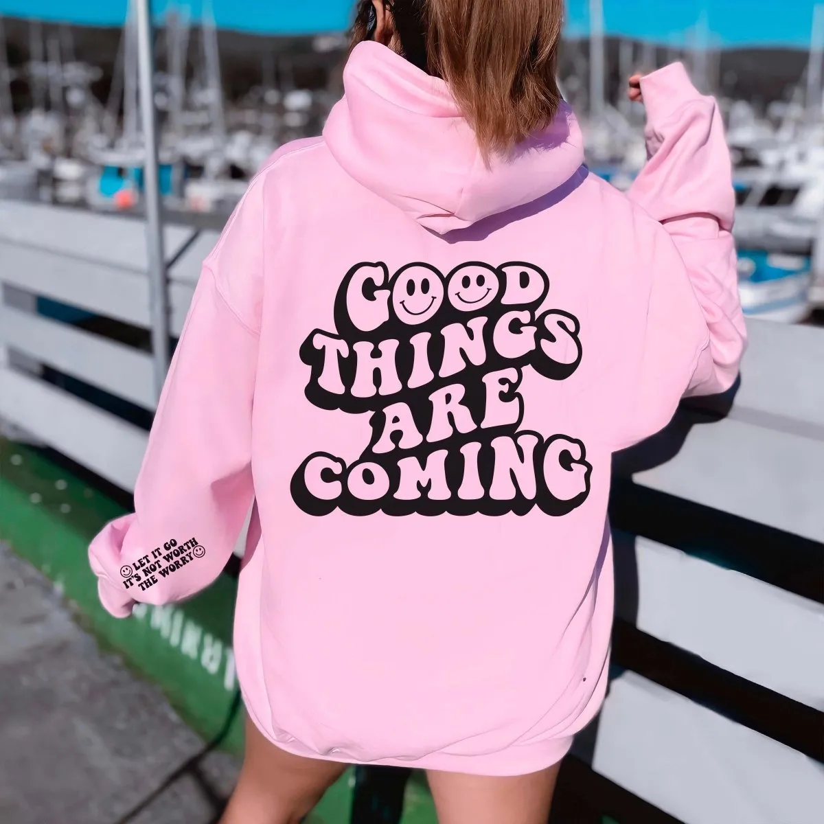 Good Things Are Coming Wholesale Hoodie With Sleeve Design