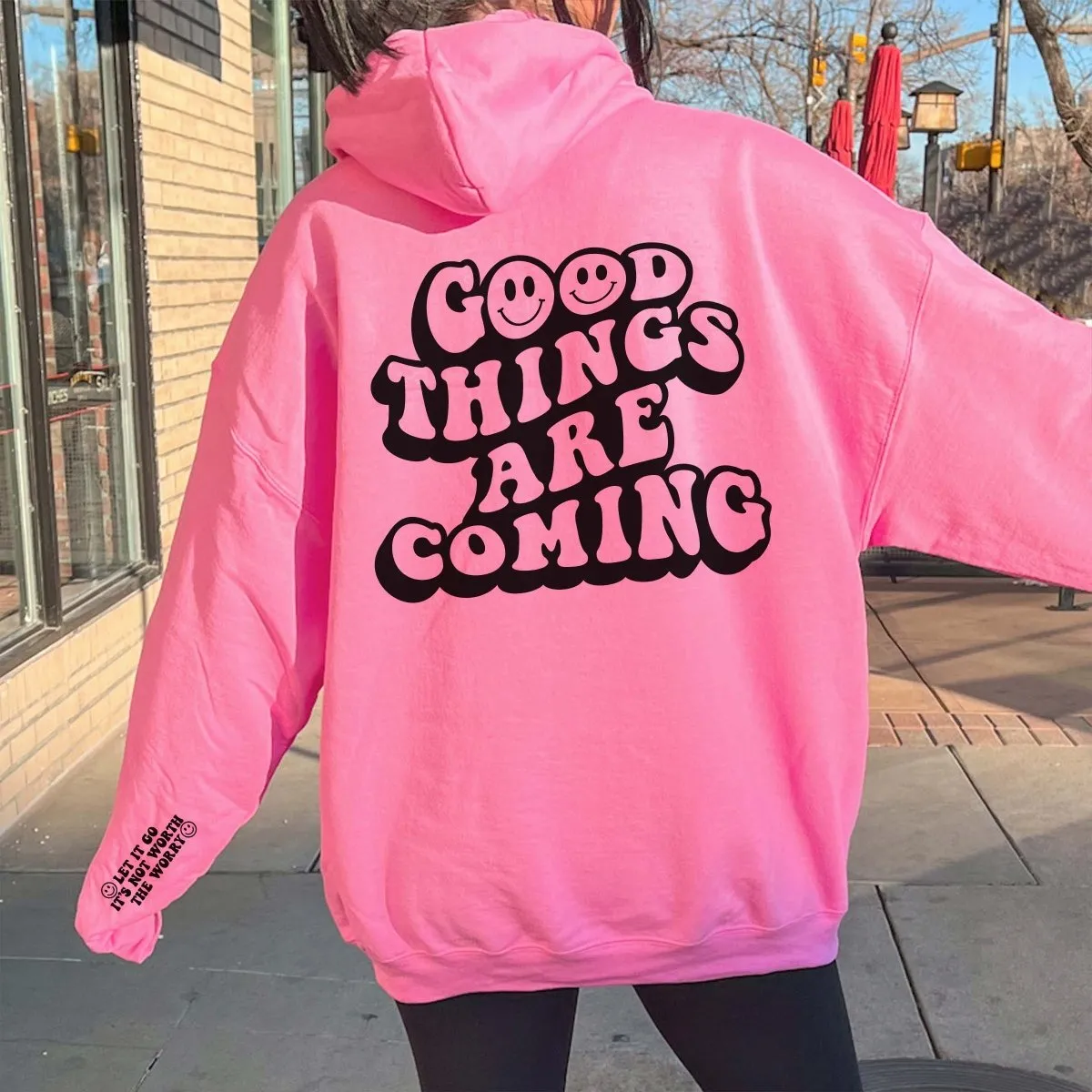 Good Things Are Coming Wholesale Hoodie With Sleeve Design