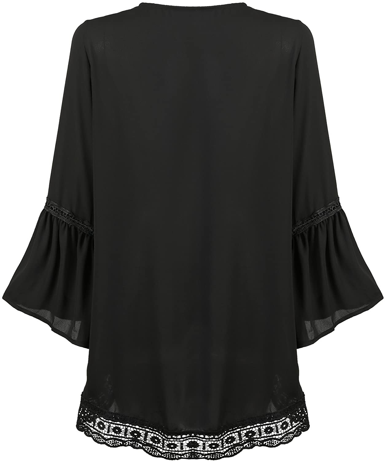 Haute Edition Flared Bell Sleeve Lace Trimmed Kimono