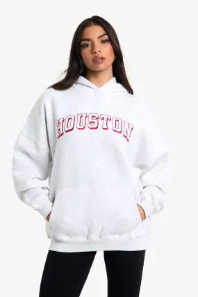 Houston Slogan Oversized Hoodie