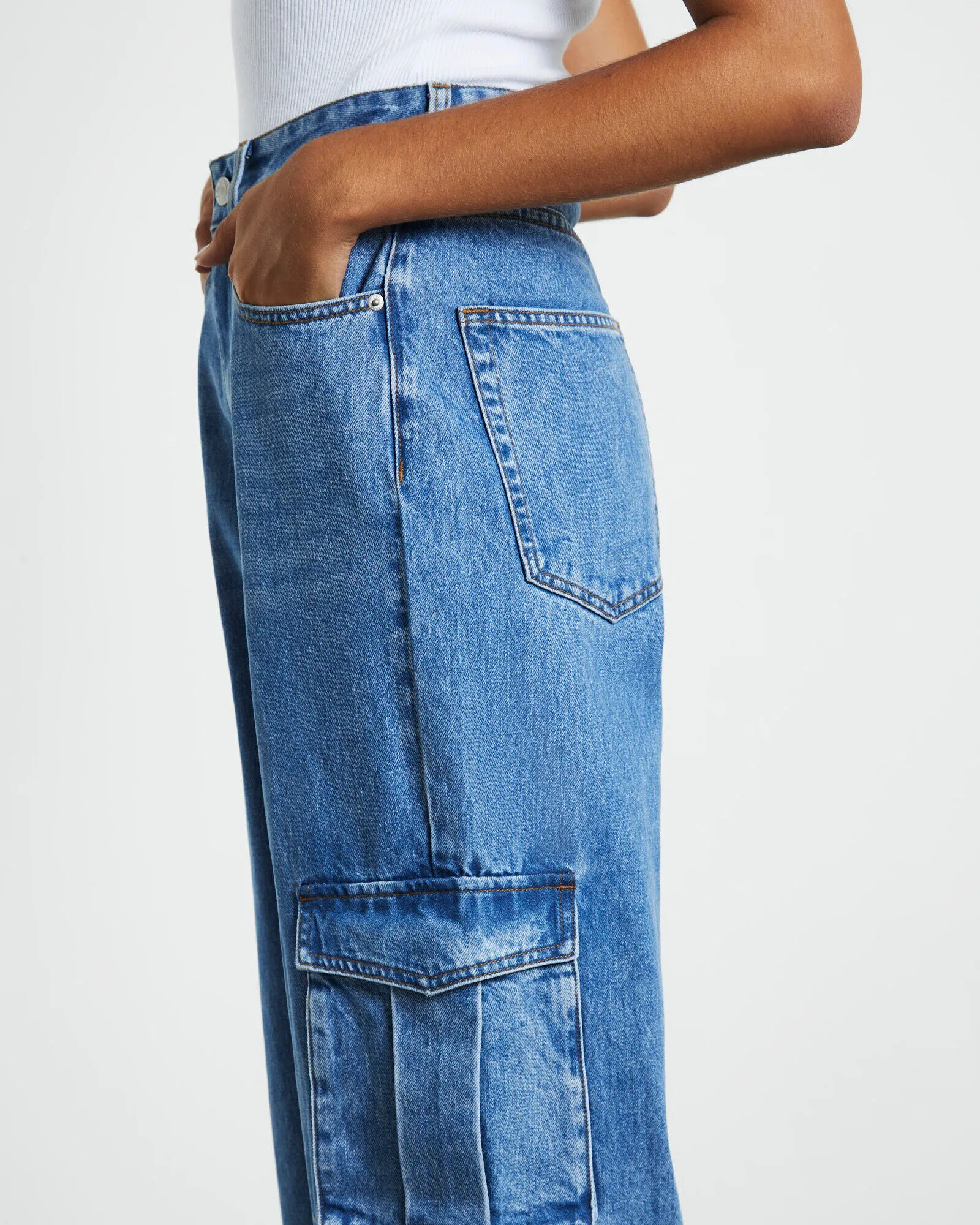 Insight Rumour Baggy Denim Cargo Jeans Saturated Blue