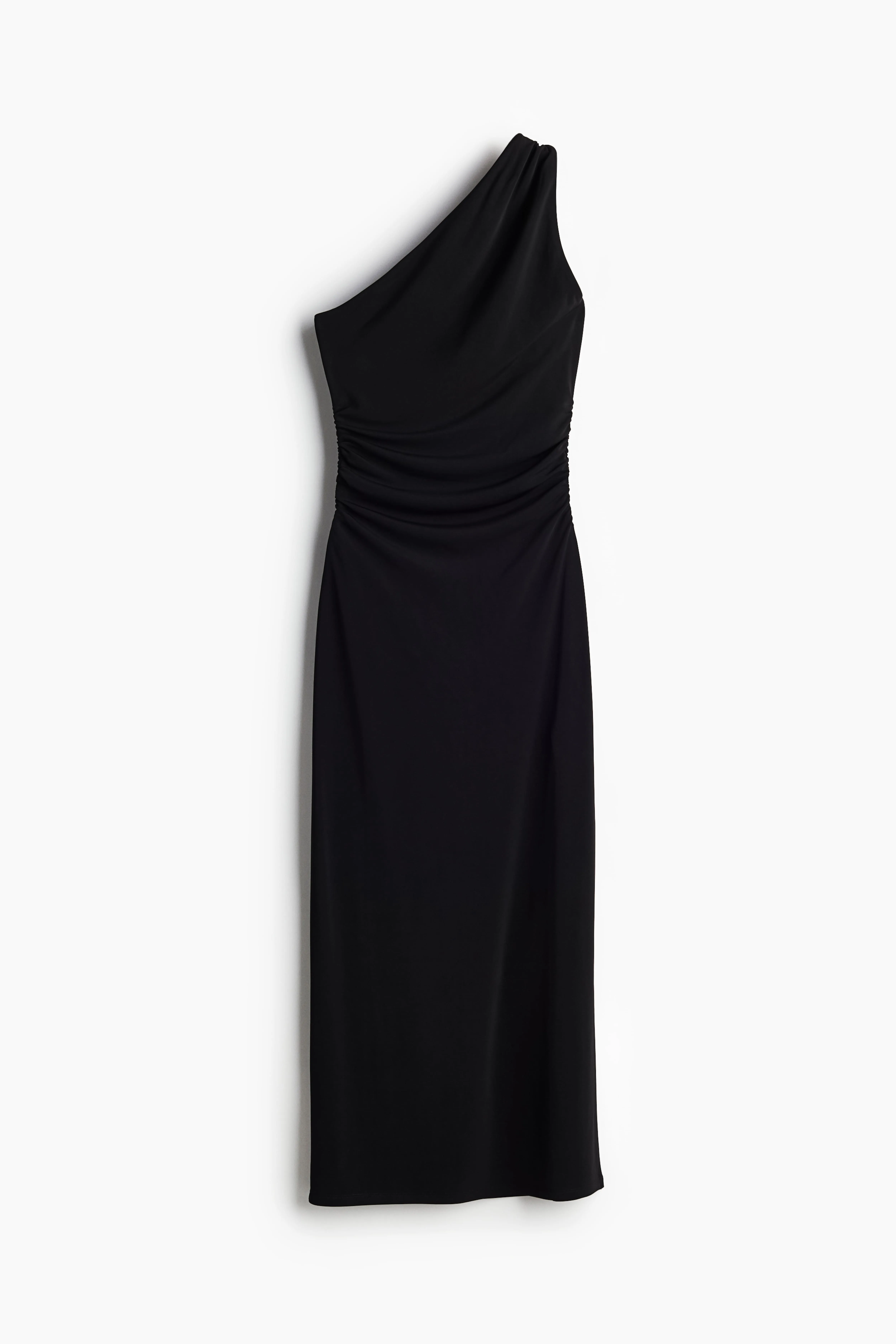 Jersey one-shoulder dress - Asymmetric neckline - Midi - Black - Ladies | H&M GB