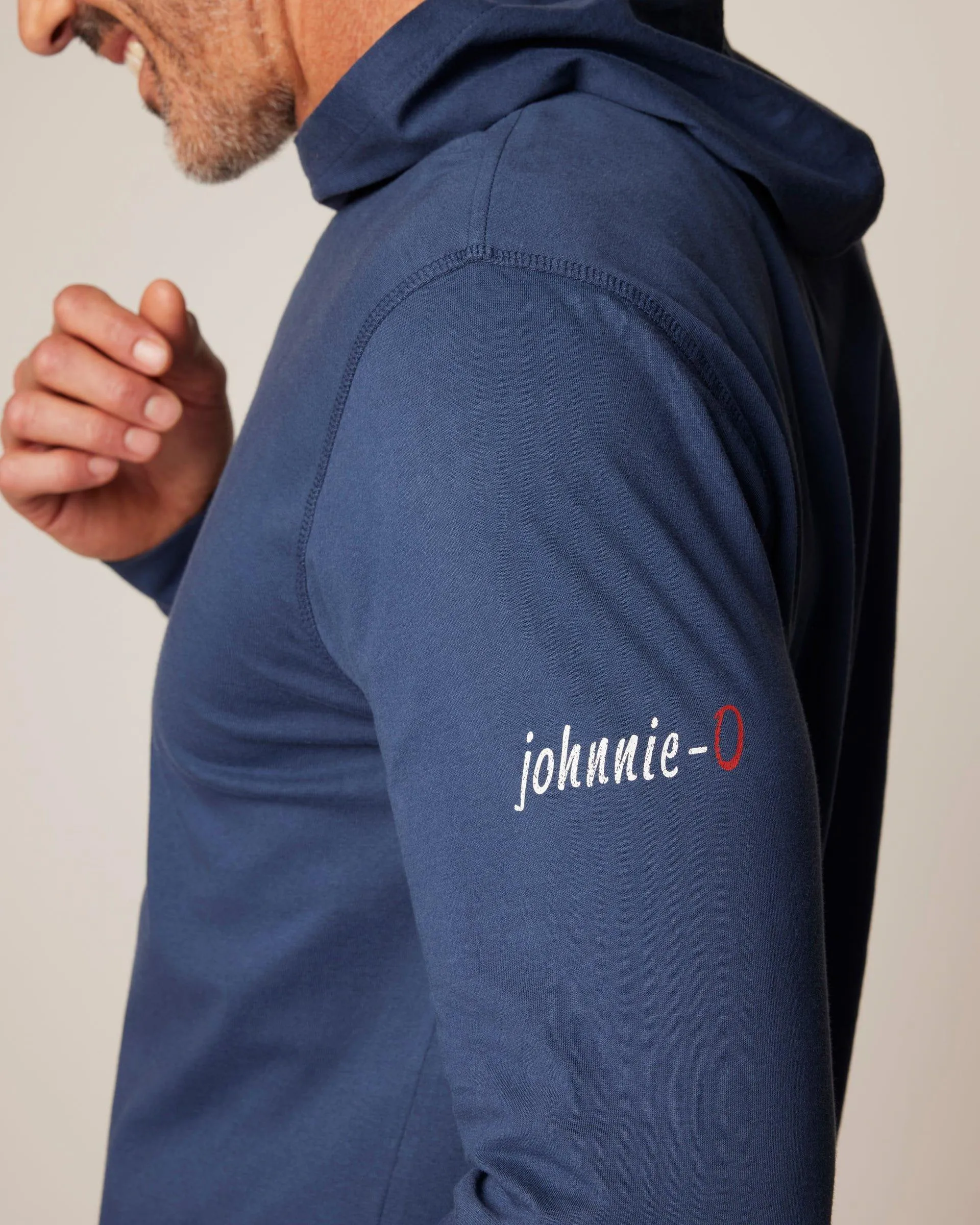 Johnnie-O Edison Cotton T-Shirt Hoodie Wake Navy