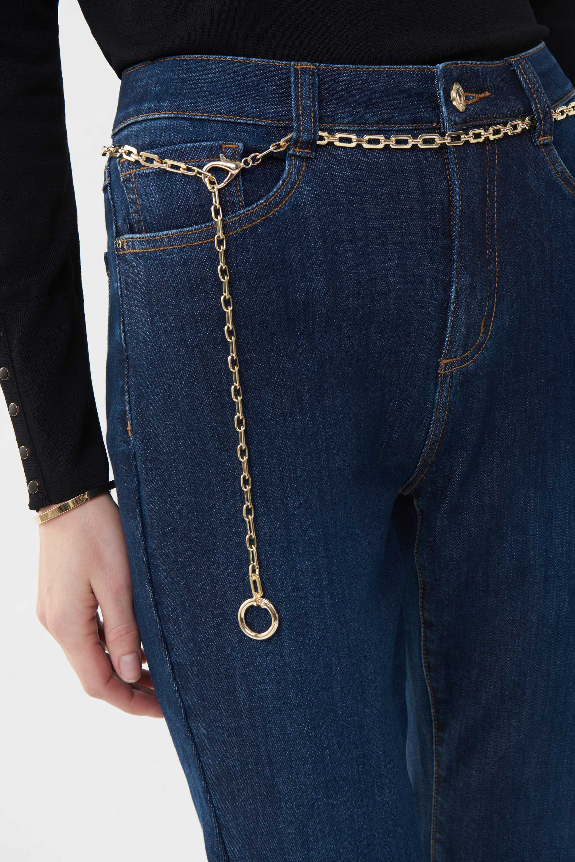 Joseph Ribkoff Chain Belted High Rise Jean - 223939