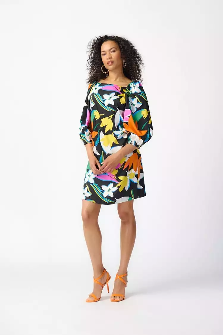 Joseph Ribkoff Floral Print Satin Dress - 241251 (T)