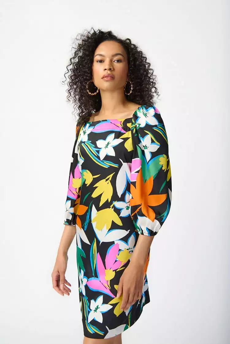 Joseph Ribkoff Floral Print Satin Dress - 241251 (T)