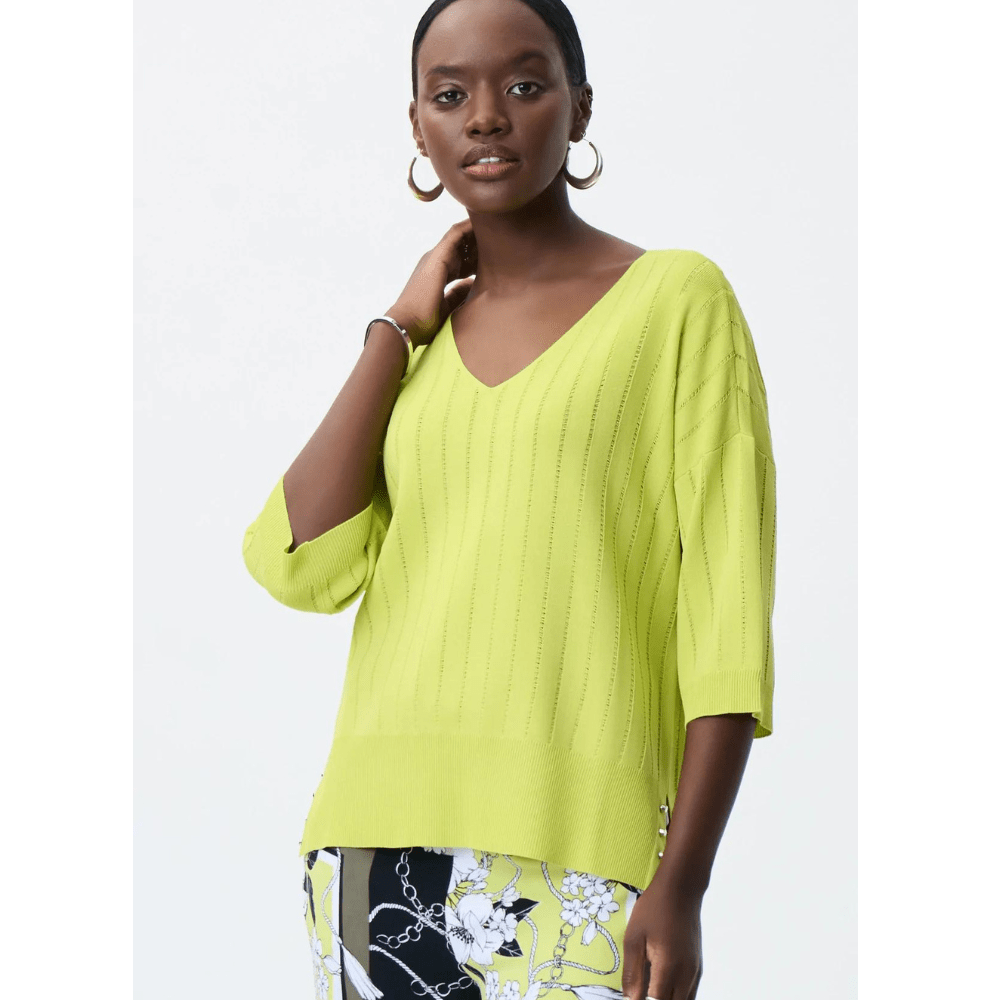 Joseph Ribkoff Knitted V-Neck Top - 231944 - Multi Colours