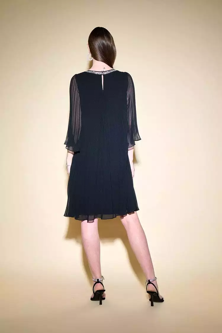 Joseph Ribkoff Pleated Chiffon Trapeze Dress - 234700