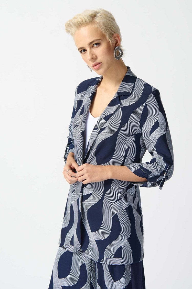 Joseph Ribkoff Silky Knit Abstract Print Boxy Blazer - 242198