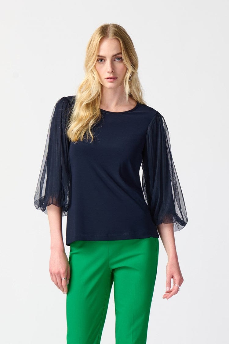 Joseph Ribkoff Silky Knit Top With Mesh Sleeves - 241042 (T)