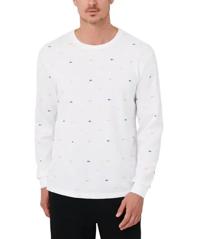 Lacoste Men's All Over Croc Print Long-Sleeve Thermal Sleep Shirt