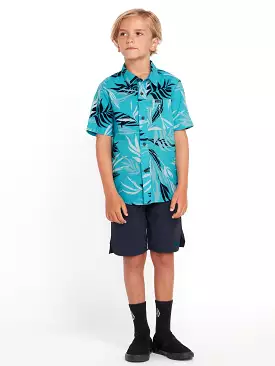 Little Boys Bleeding Leaf Short Sleeve Shirt - Electric Blue