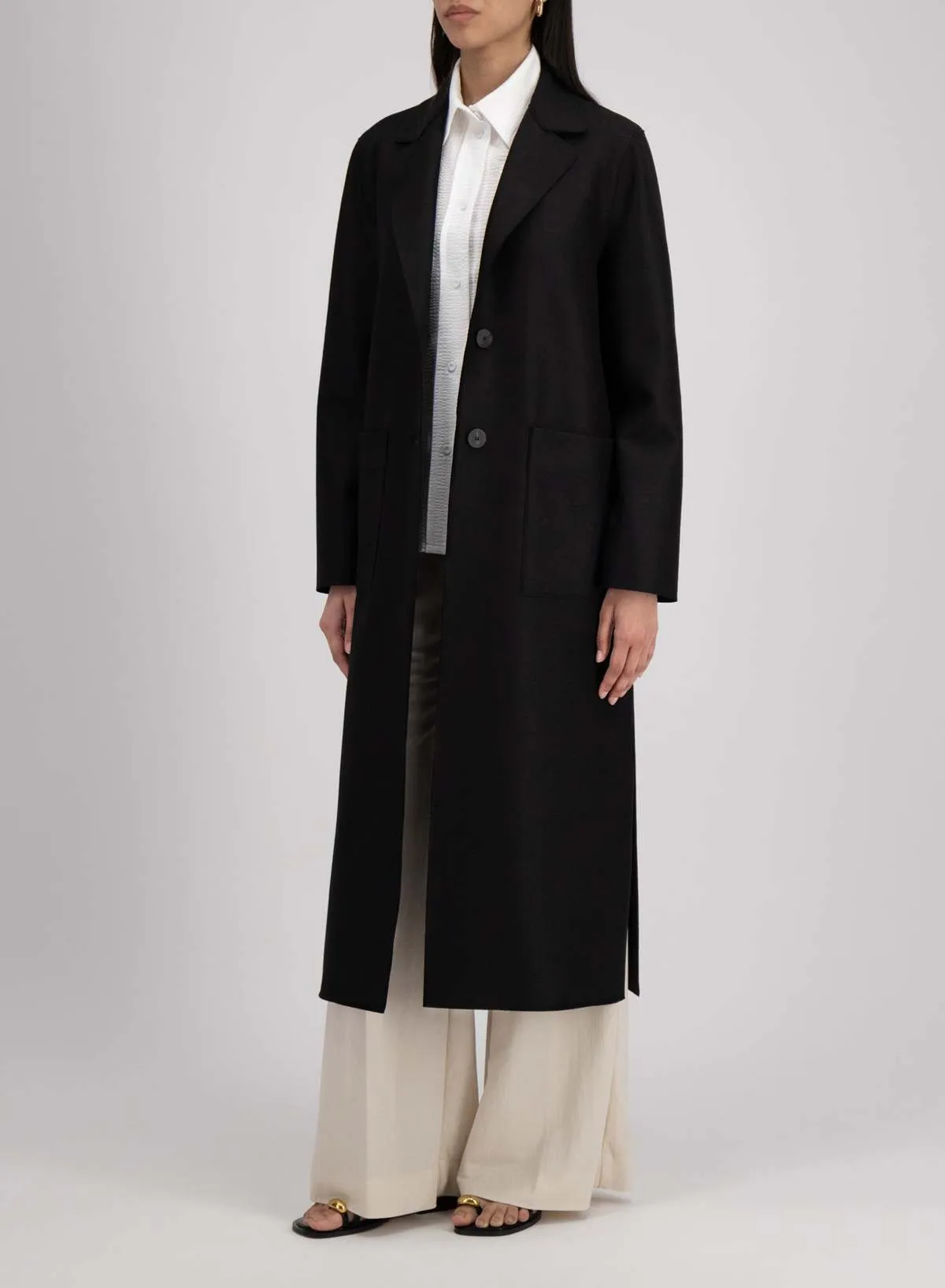 Long Boxy Coat - Black