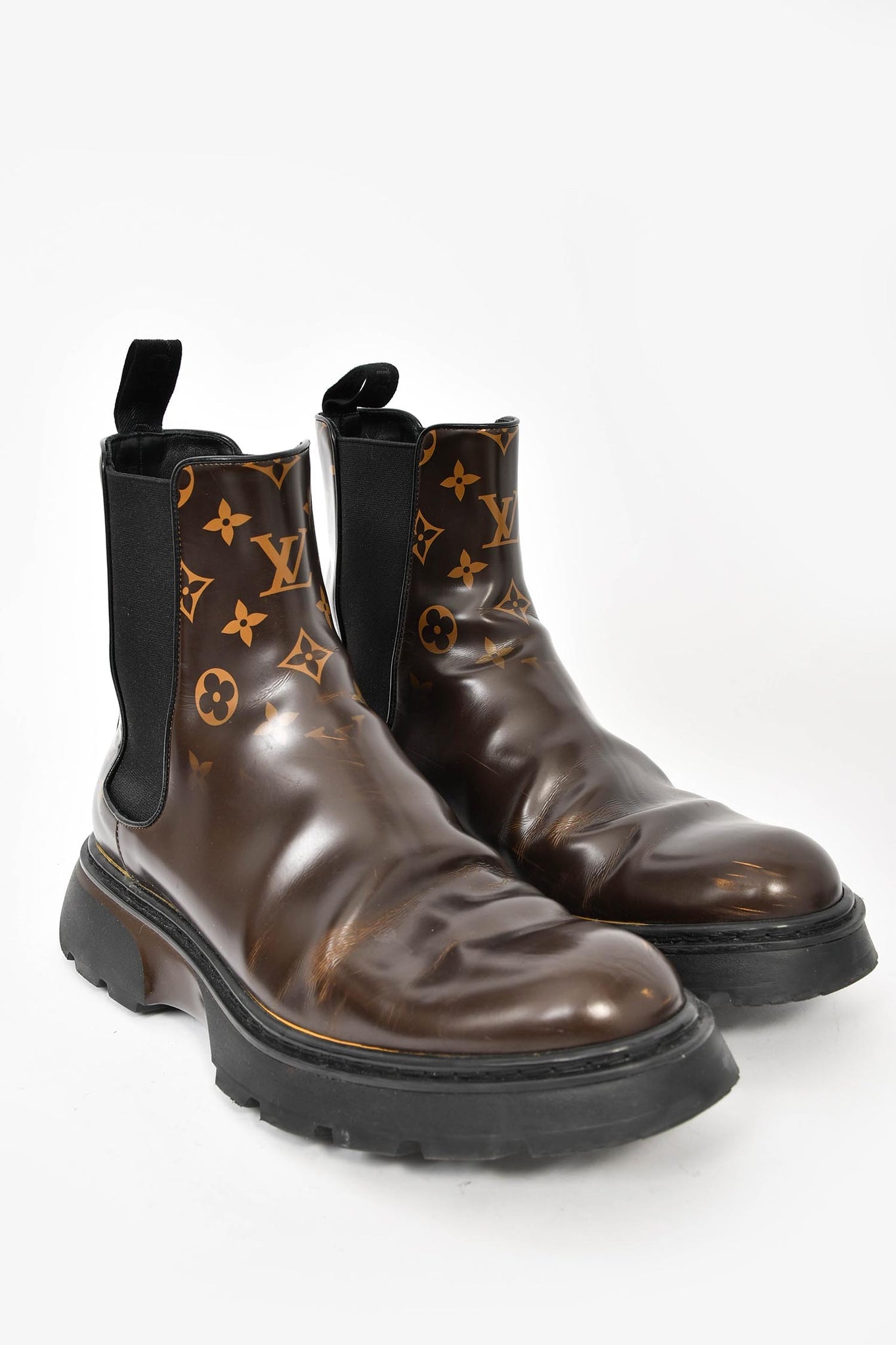 Louis Vuitton Brown/Monogram Leather  Bold Chelsea Boot sz 9 mens