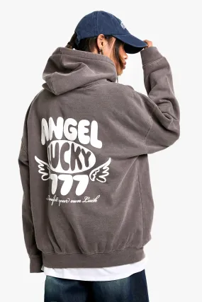 Lucky Angel Printed Oversized Hoodie