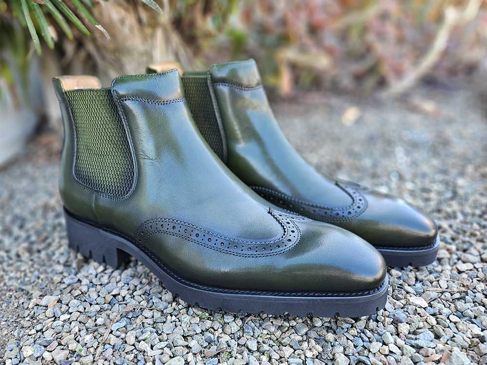 Lug Sole Chelsea Boot with Wingtip Toe