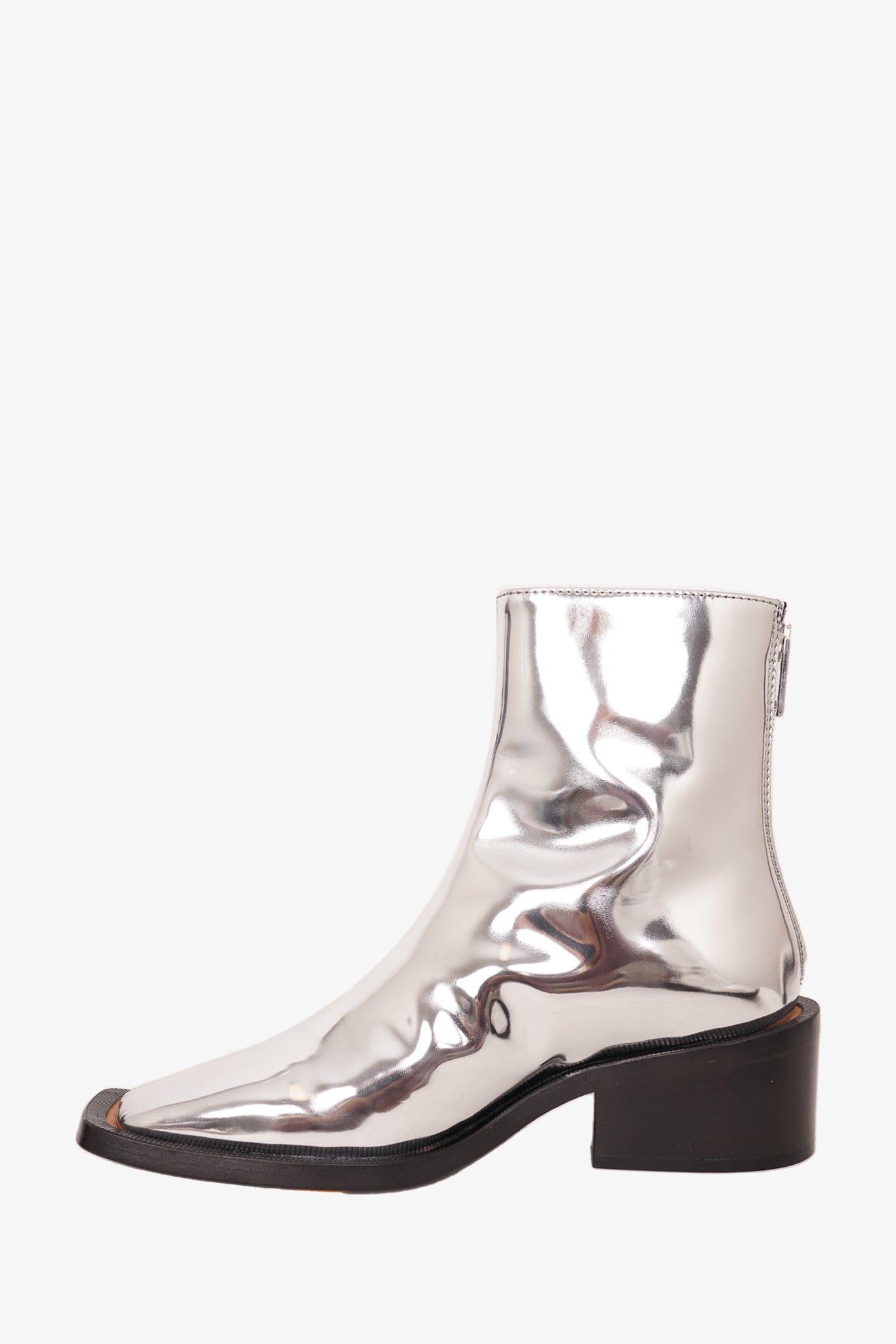 Maison Margiela Silver Stacked Ankle Boot Size 38