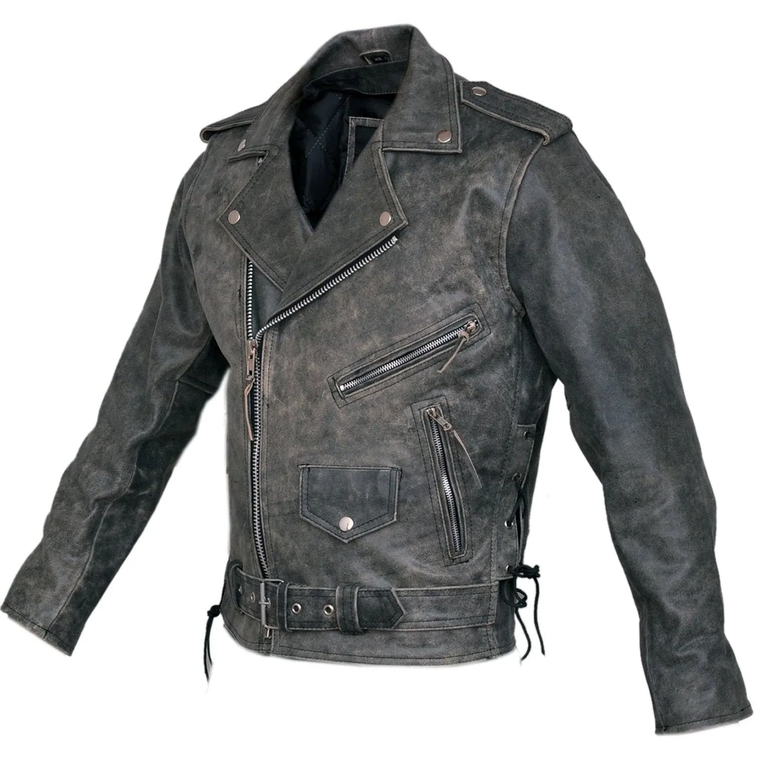 Marlon Brando Mens Stonewash Distressed Vintage Leather Jacket