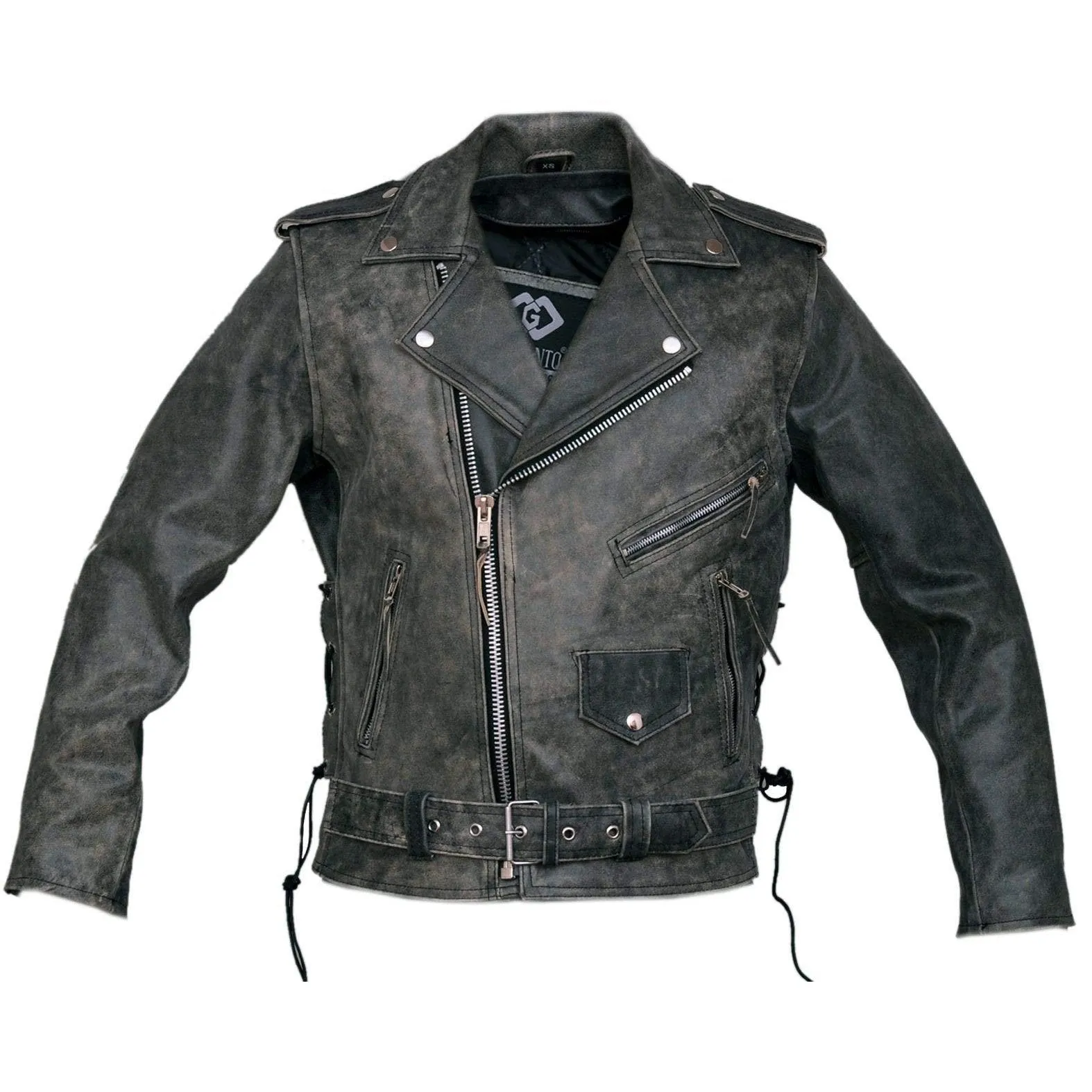 Marlon Brando Mens Stonewash Distressed Vintage Leather Jacket