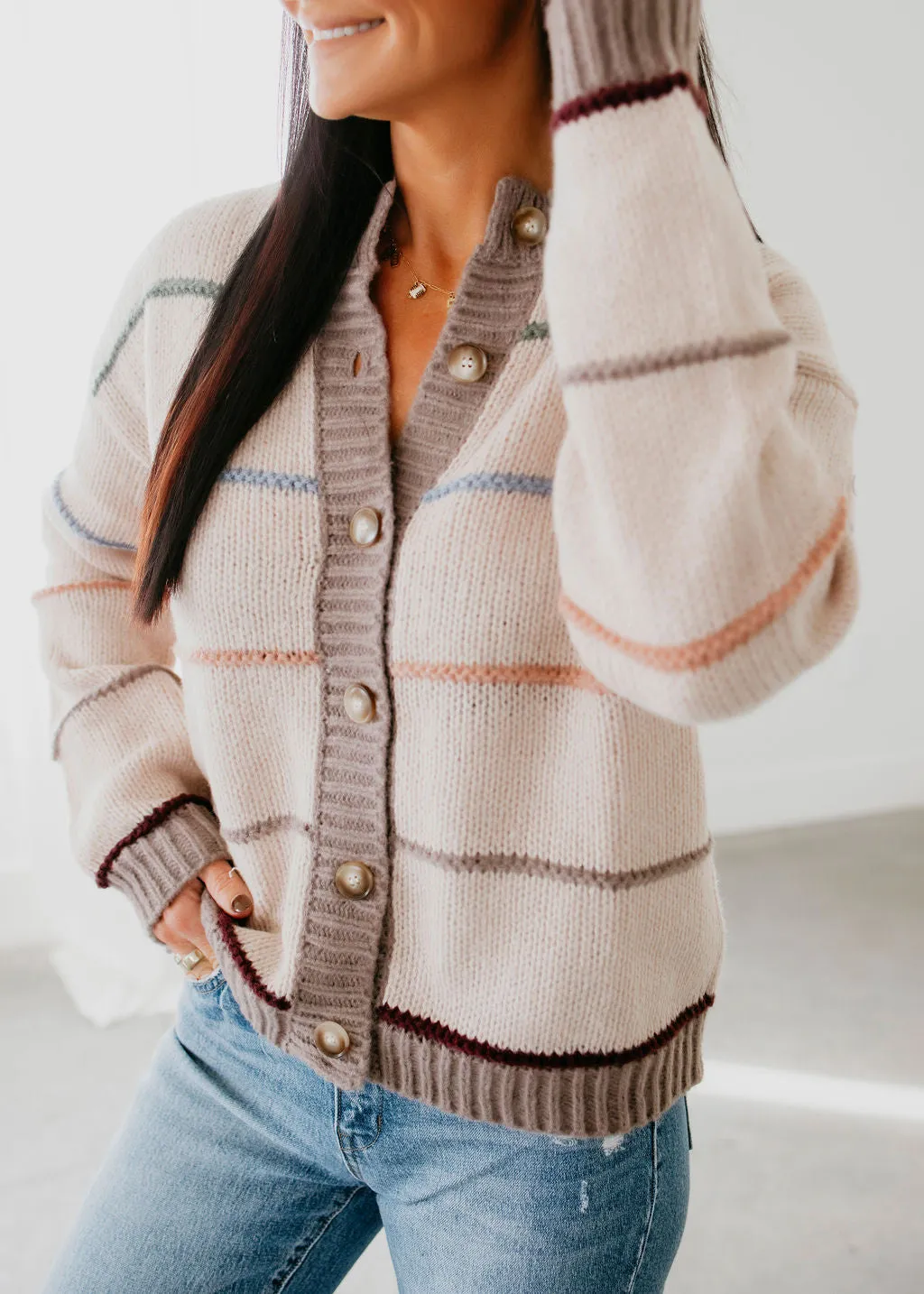 Mayson Striped Button Down Cardigan