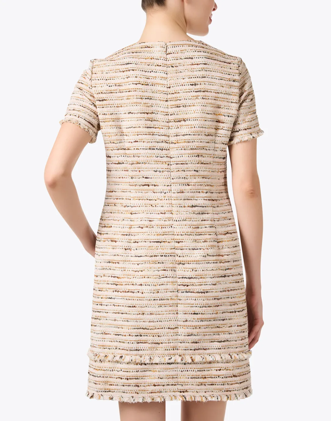 Melania Beige Tweed Shift Dress