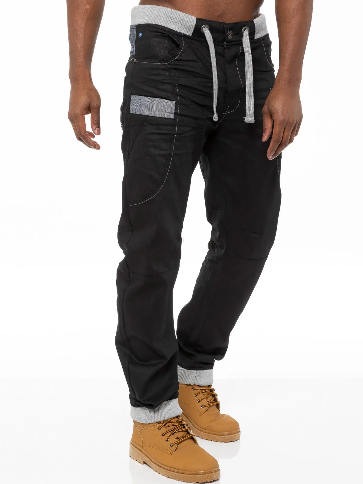 Mens Cuffed Fit Denim Jeans | Enzo Designer Menswear