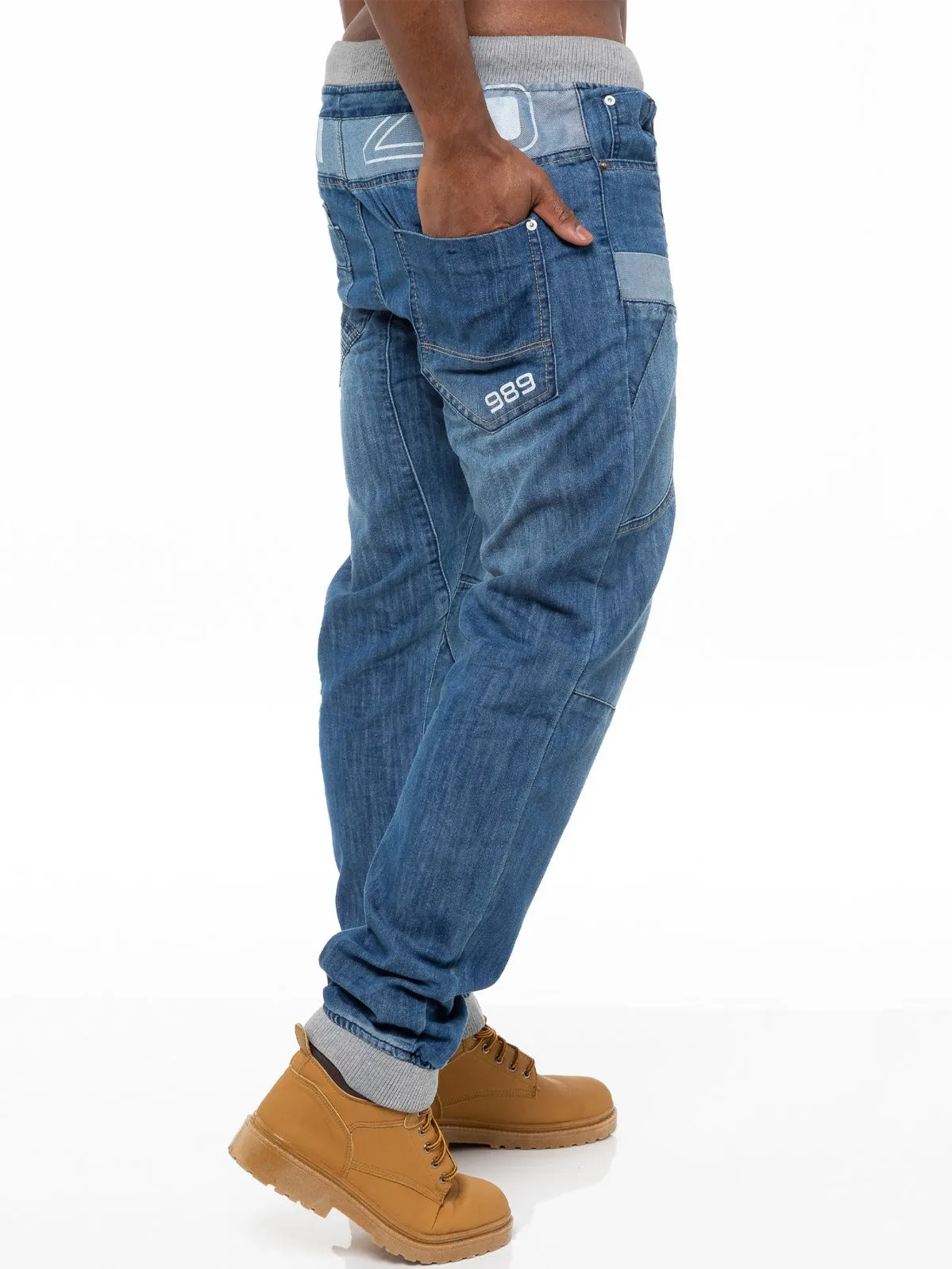 Mens Cuffed Fit Denim Jeans | Enzo Designer Menswear