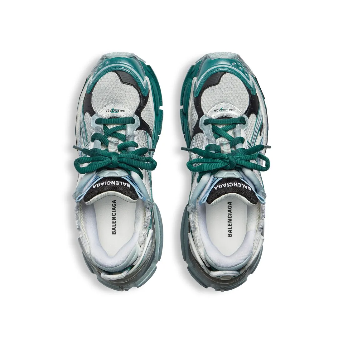      Men's Runner Sneaker  in White/green/blue 