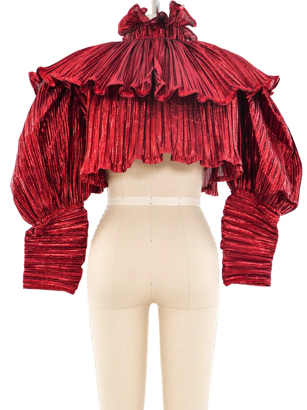 Metallic Cropped Ruffle Jacket