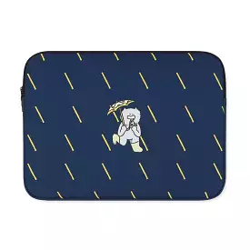 Navy Blue Rain Graphic Laptop Sleeves iPad 11 13 15 17 inch Cases Protective Covers Handbags Square Pouches Designer Artist Prin