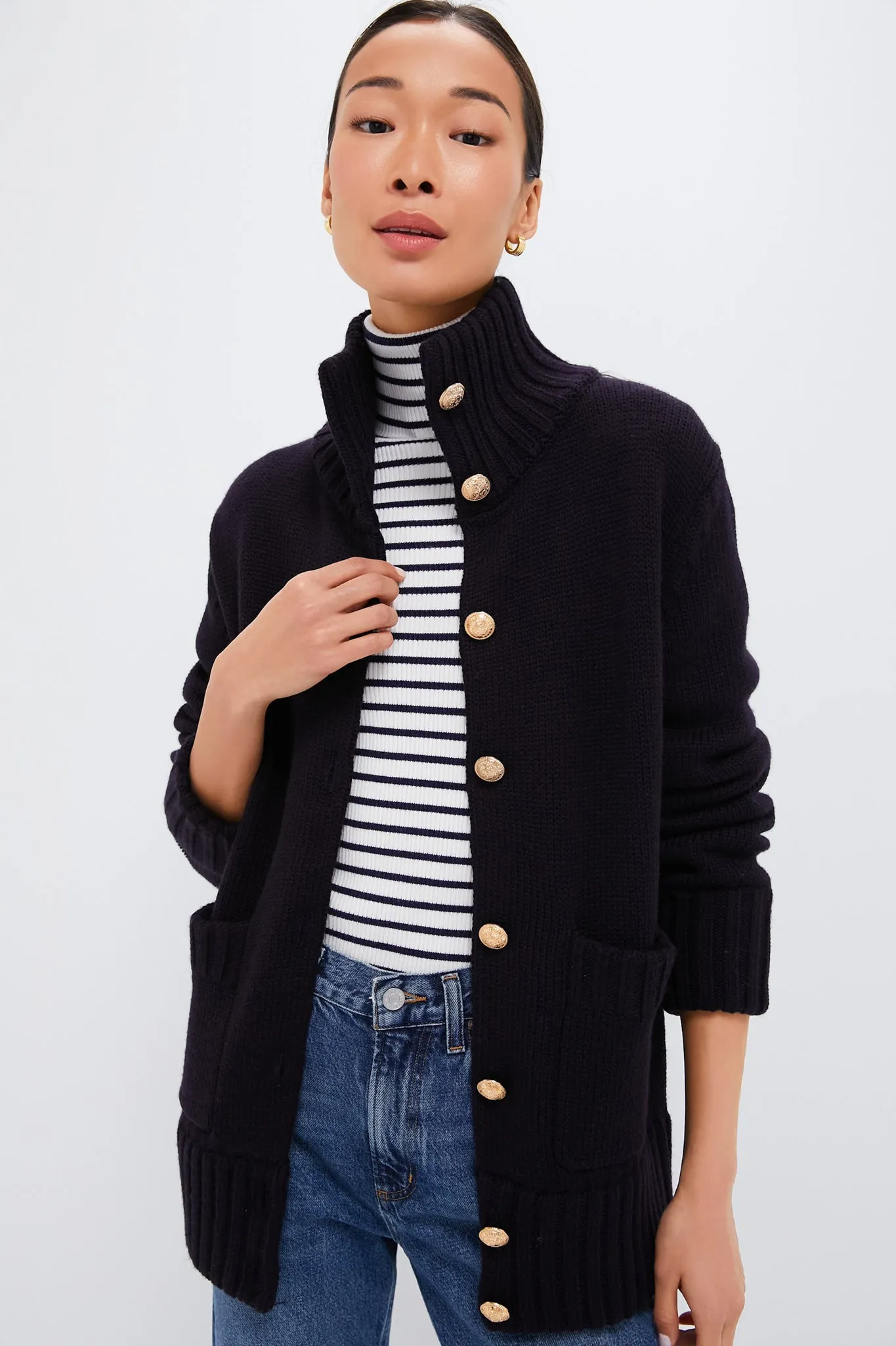 Navy Wool Blend Hudson Cardigan