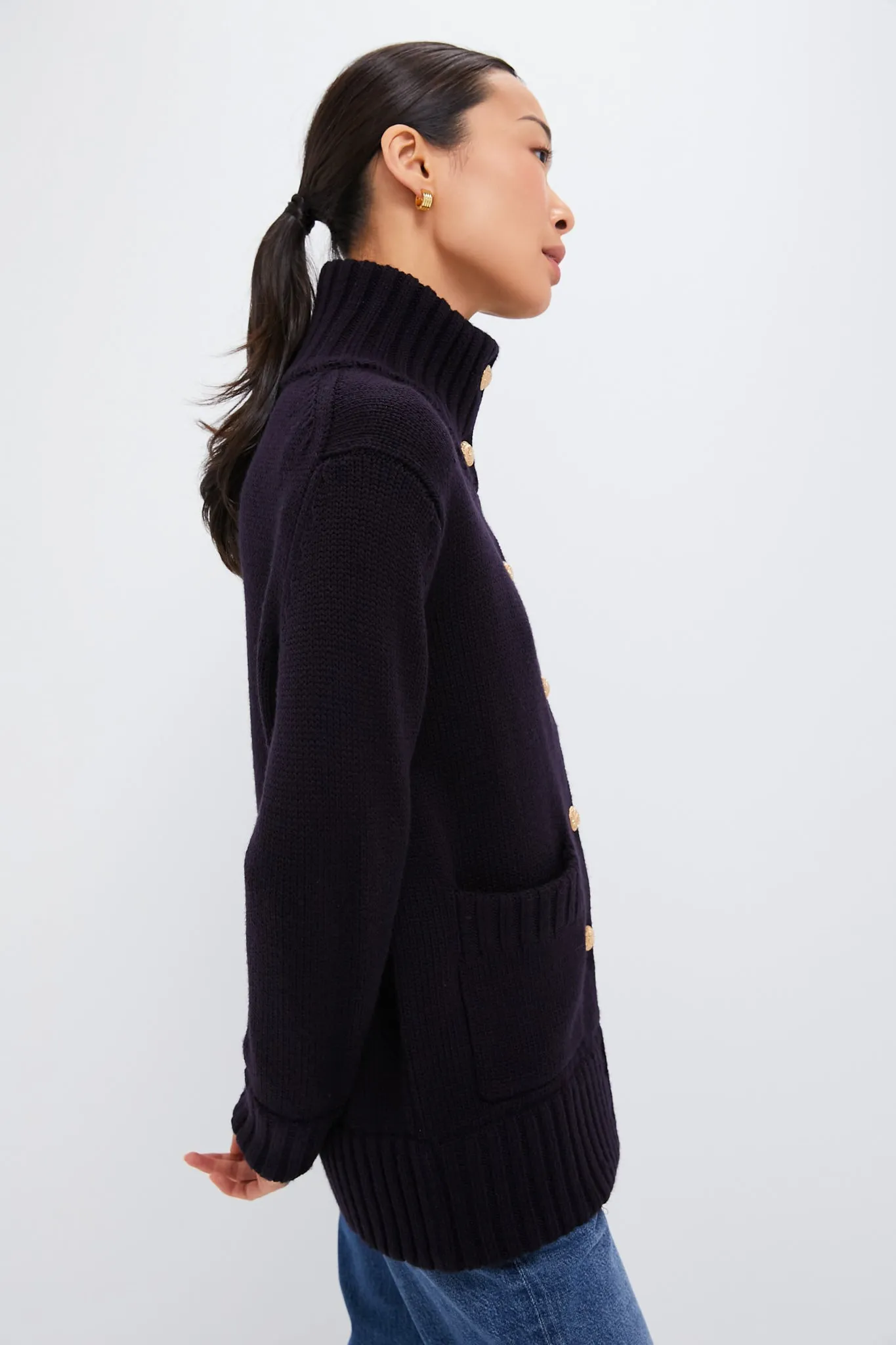 Navy Wool Blend Hudson Cardigan