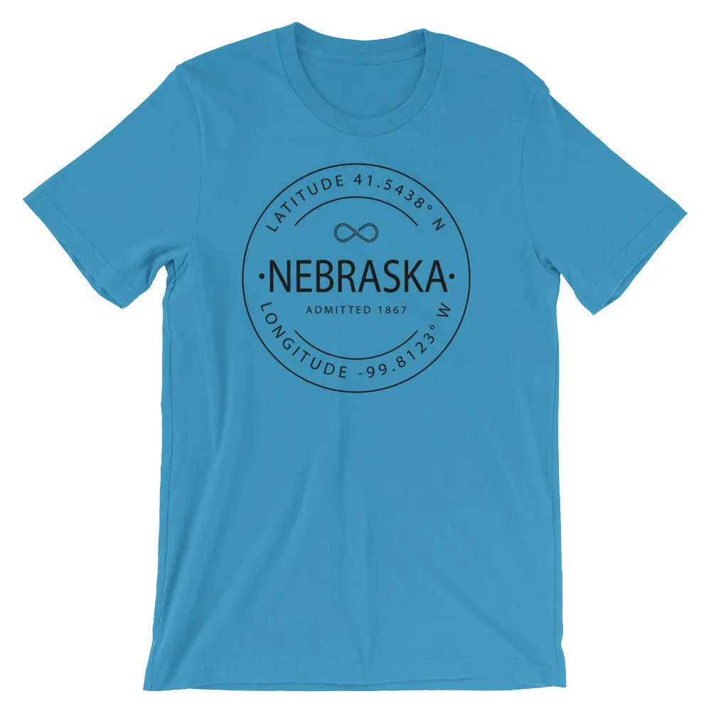 Nebraska - Short-Sleeve Unisex T-Shirt - Latitude & Longitude