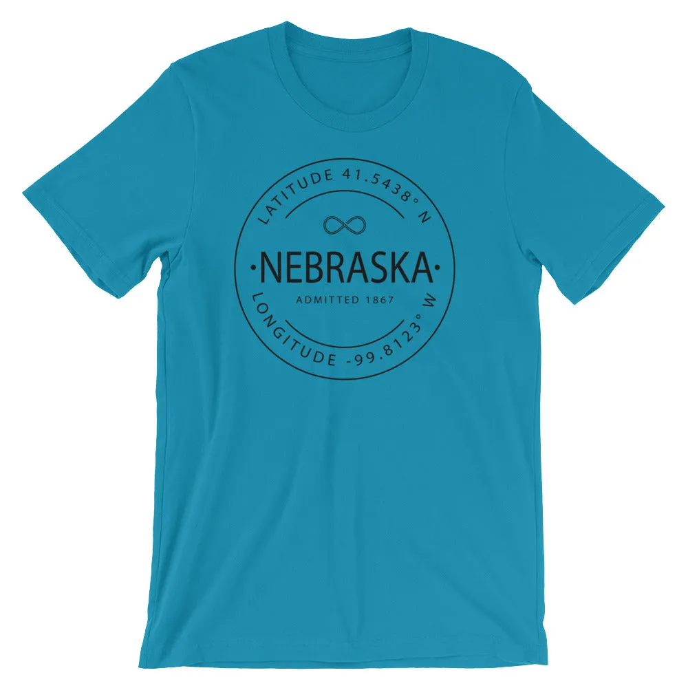 Nebraska - Short-Sleeve Unisex T-Shirt - Latitude & Longitude