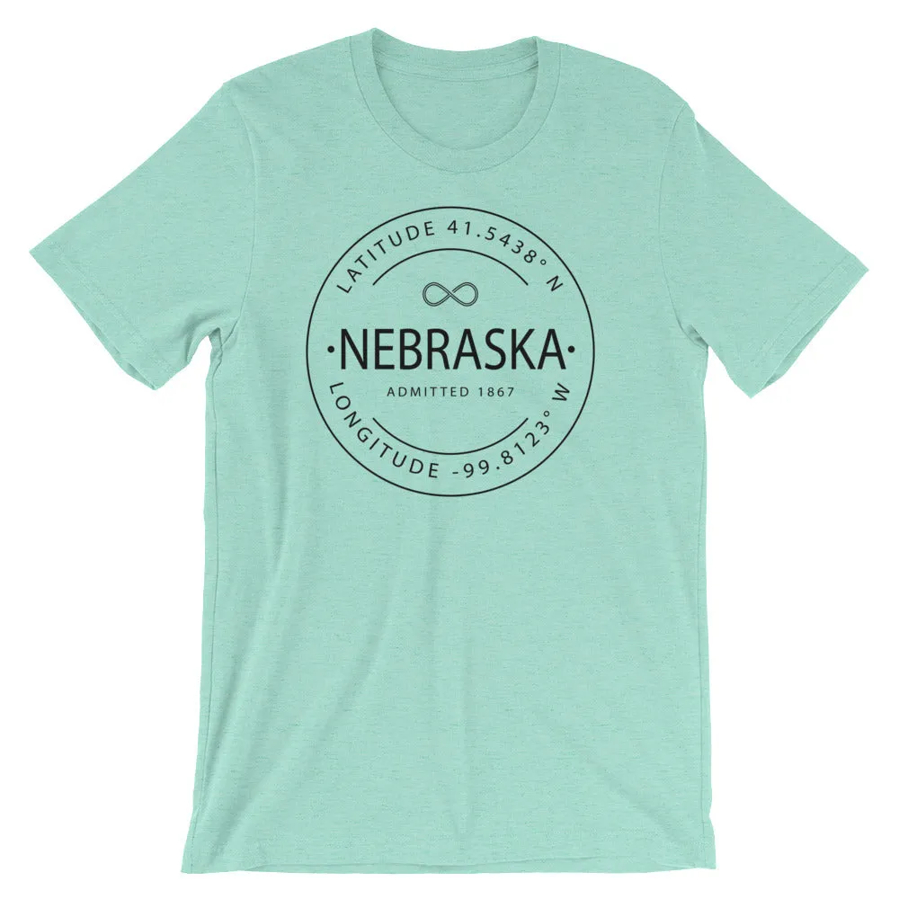 Nebraska - Short-Sleeve Unisex T-Shirt - Latitude & Longitude