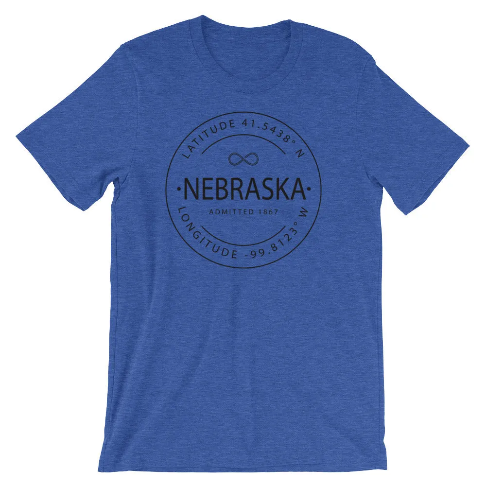 Nebraska - Short-Sleeve Unisex T-Shirt - Latitude & Longitude