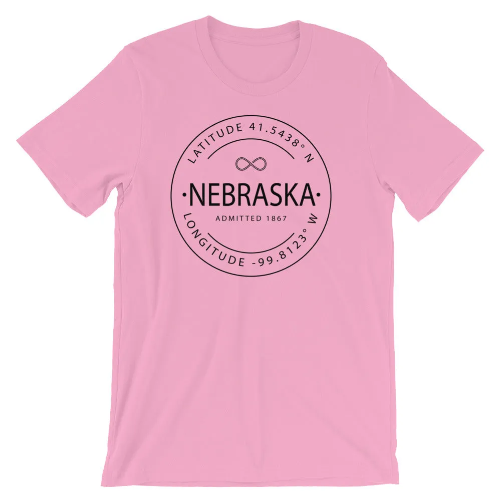 Nebraska - Short-Sleeve Unisex T-Shirt - Latitude & Longitude