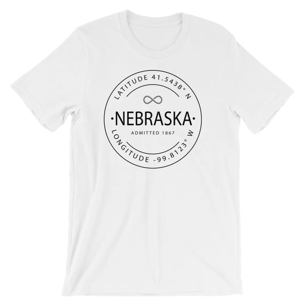 Nebraska - Short-Sleeve Unisex T-Shirt - Latitude & Longitude