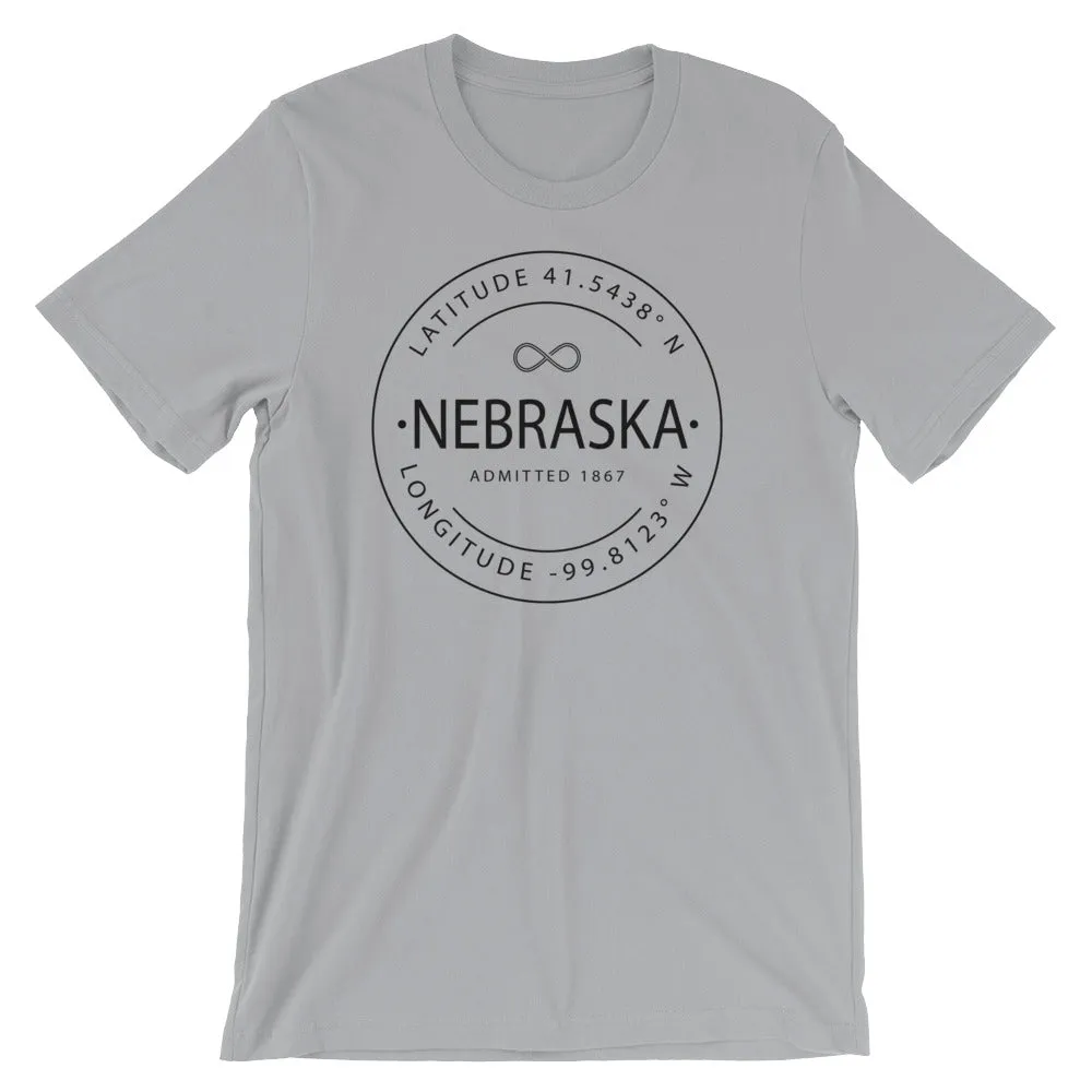 Nebraska - Short-Sleeve Unisex T-Shirt - Latitude & Longitude