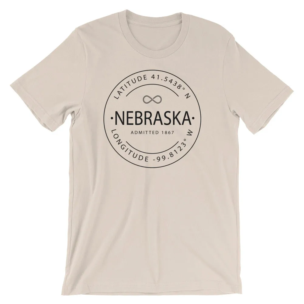 Nebraska - Short-Sleeve Unisex T-Shirt - Latitude & Longitude