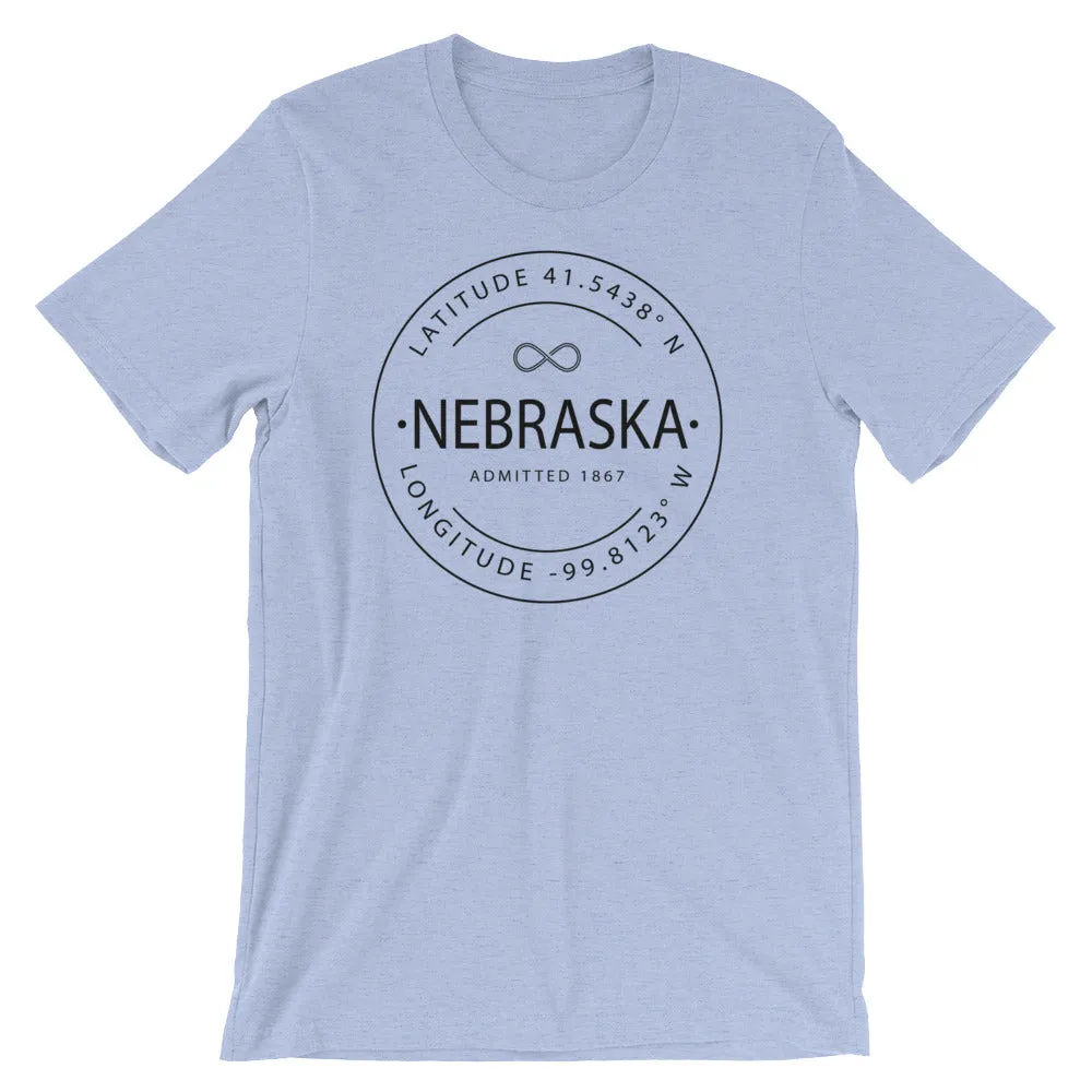 Nebraska - Short-Sleeve Unisex T-Shirt - Latitude & Longitude