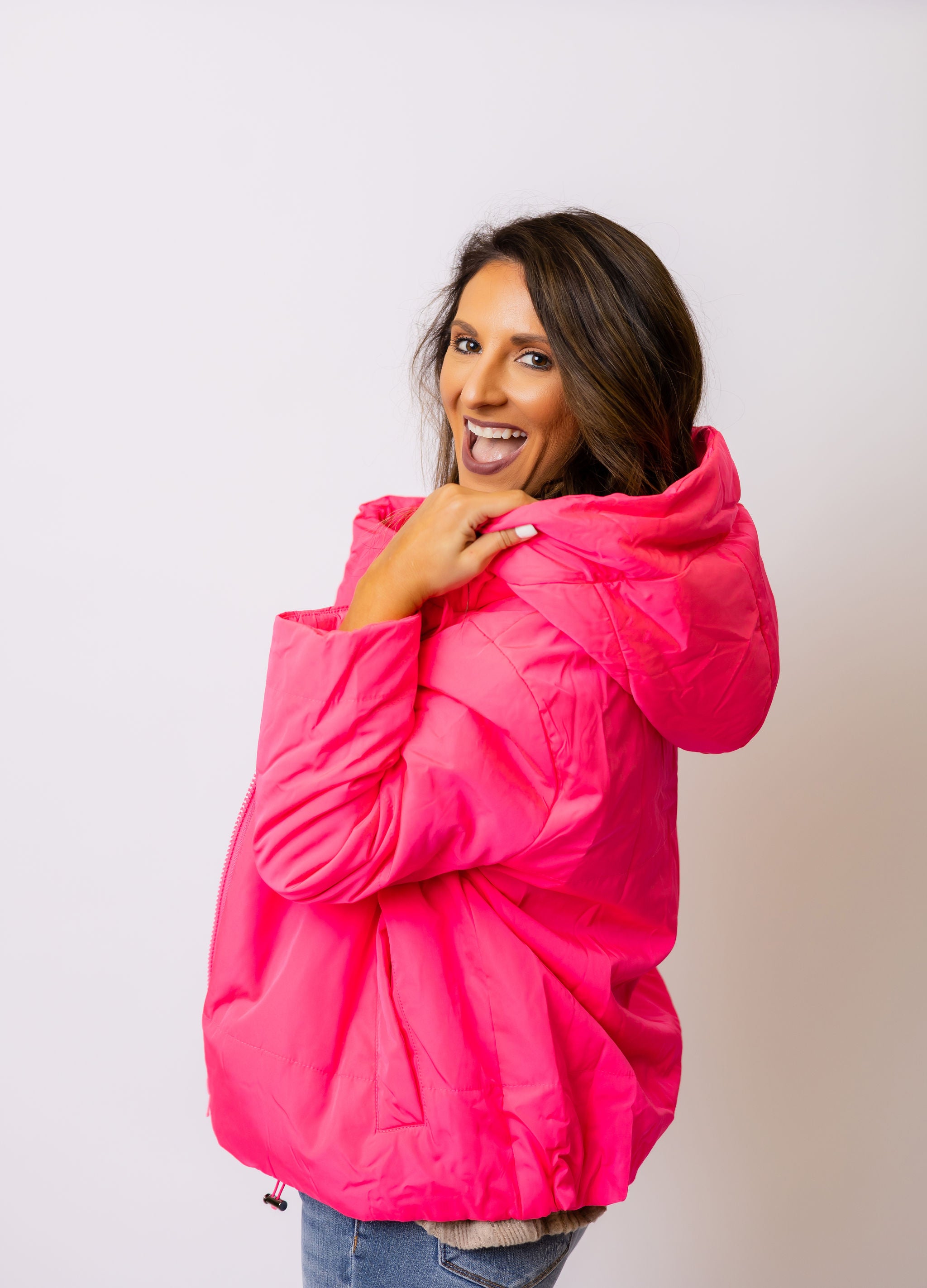 Neon Pink Puffer Jacket