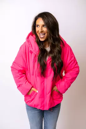 Neon Pink Puffer Jacket